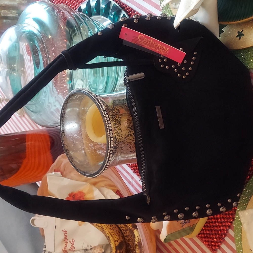 Catherine Malandrino Black Shoulder Bag with Stud Accents - Picture 7 of 8